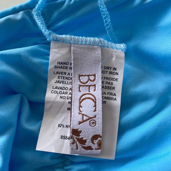 NWOT BECCA BY REBECCA VIRTUE Adela Ruched Hipster Bikini Bottom Light Blue - Picture 9 of 11